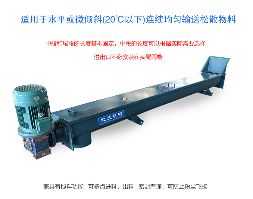 適用于水平或微傾斜(20℃以下)連續均勻輸送松散物料