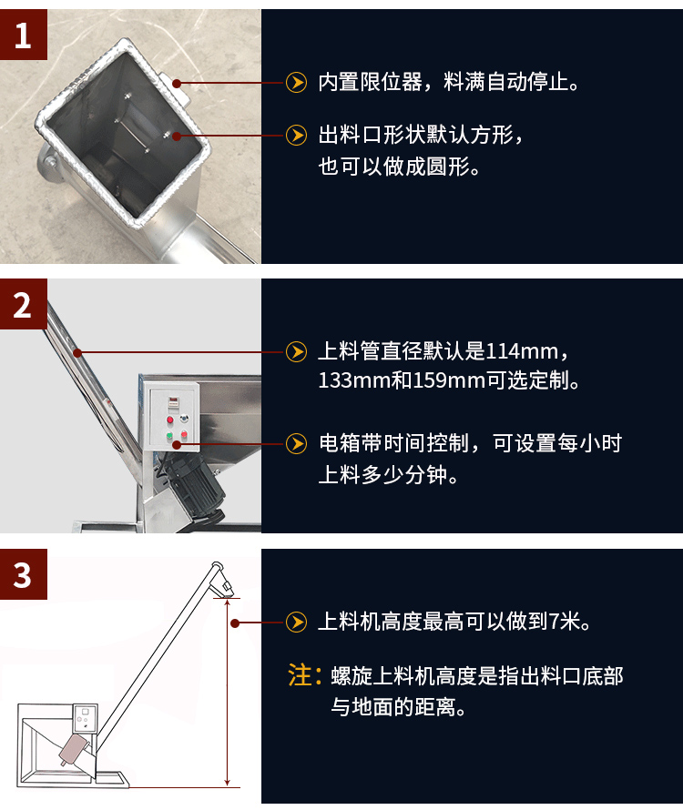 不銹鋼螺旋輸送機自動上料，可定制管徑，高度可做到7米